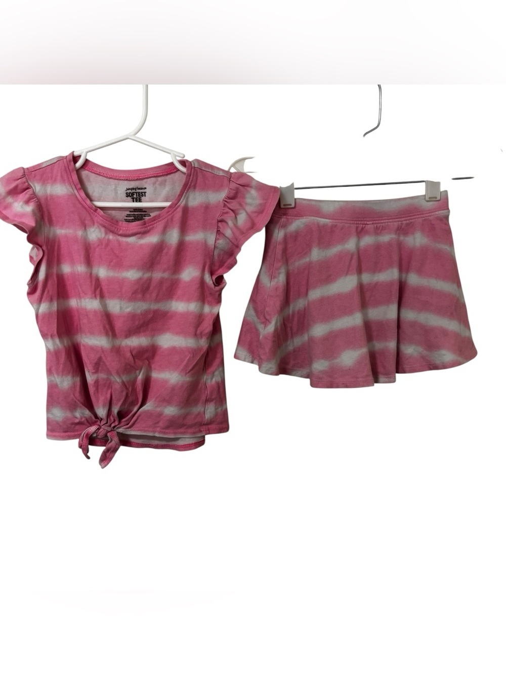 3/$15 jumping beans softest tee white Pink tie dye Cotton Shirt and skort set 5